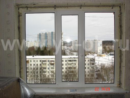 Монтаж окна ПВХ 1760х1450 в панельном доме серии П-44 до работы